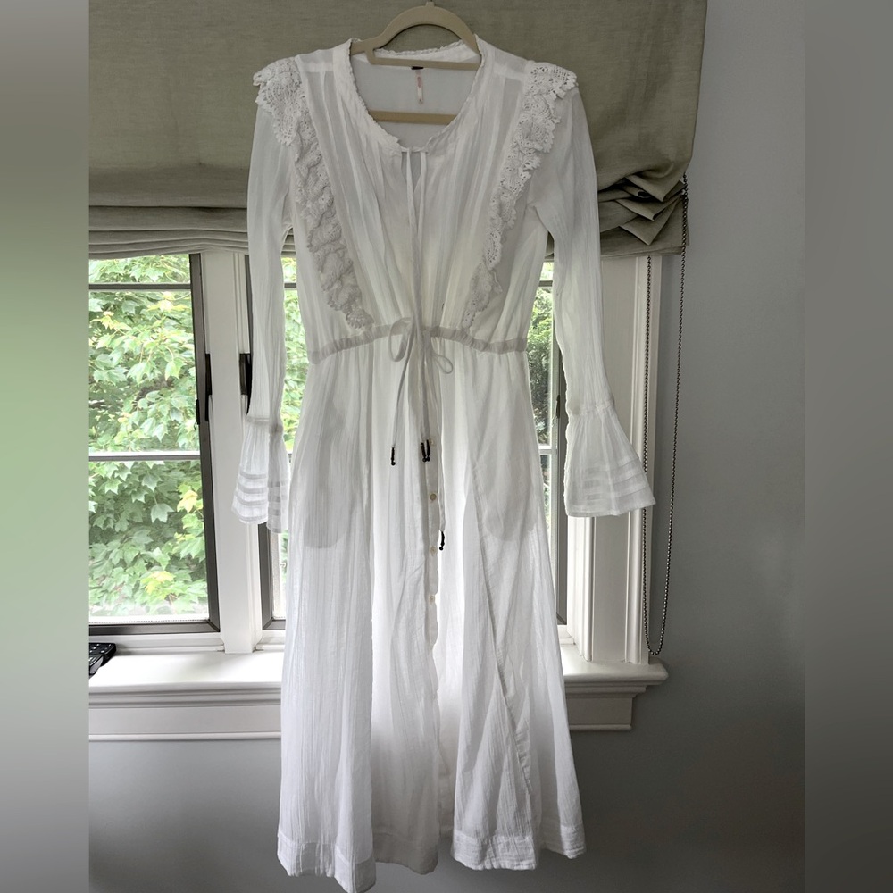 Free People White Cotton Maxi Dress